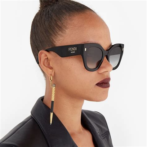 fendi unisex matte black & brown fashion sunglasses|Black .